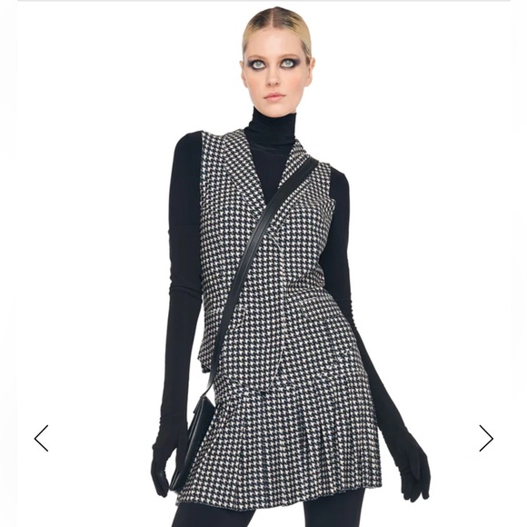 VEST WITH LAPEL large houndstooth size small norma kamali - Picture 1 of 8
